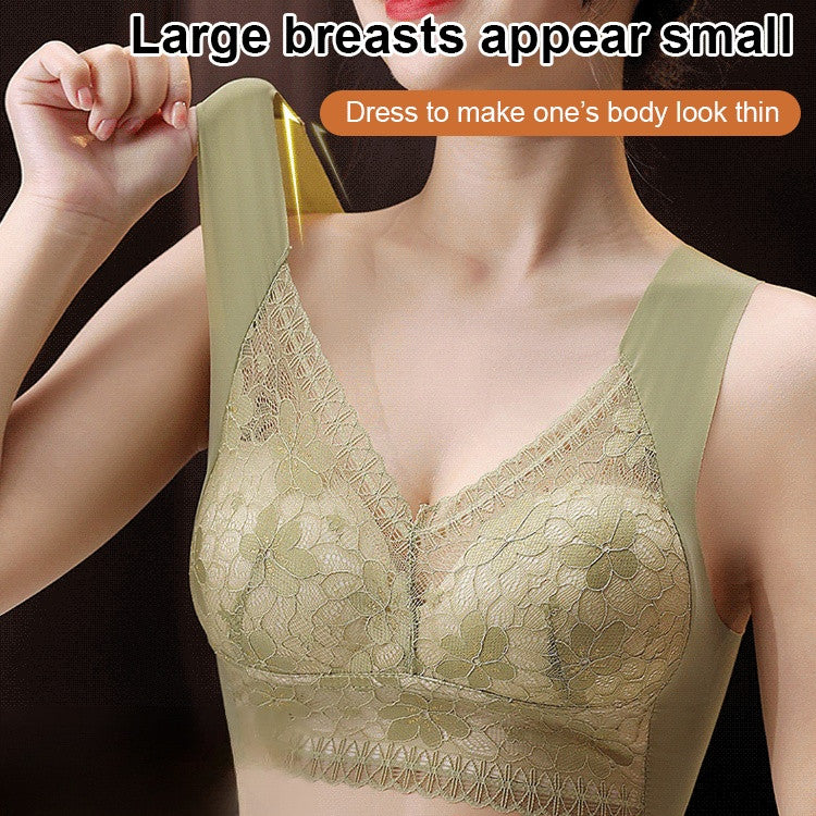 『Brelira』Lace Bra Wireless Ice Silk Minimizer Bra Fixed Cup Ultra Thin Seamless Anti-sagging Breathable Lingerie Plus Size Underwear