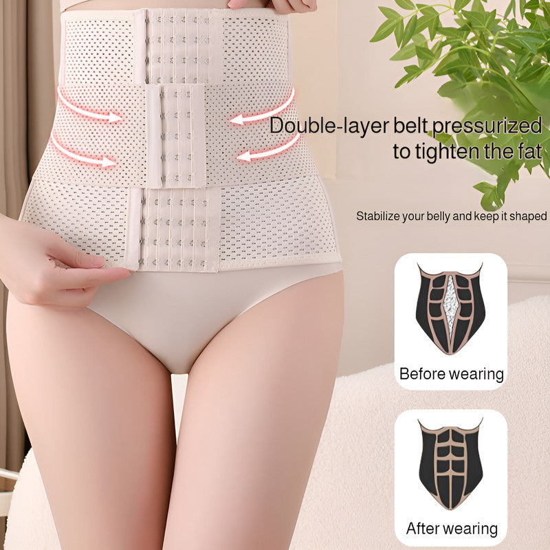 『Brelira』Waist Trainer Body Shaper Corset Belt Tummy Control Double Compression Slimming Girdle Postpartum Binder Breathable Shapewear