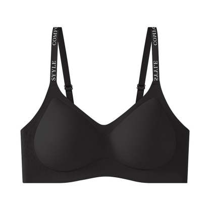 『Brelira』Letter Strap Bra Seamless Small Breasts Gathering Wireless Push Up Bra Breathable Anti-Sagging Women Underwear