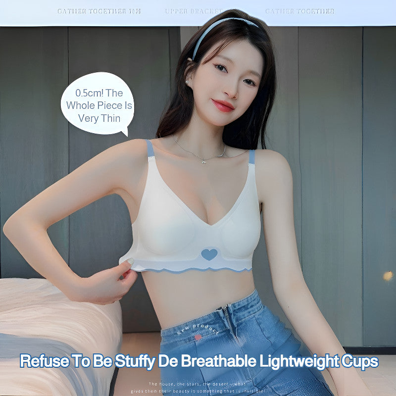 『Brelira』Seamless Push Up Bra Sets Anti-Sagging Jelly Support Wireless Underwear Peach Heart Undies Women Lingerie