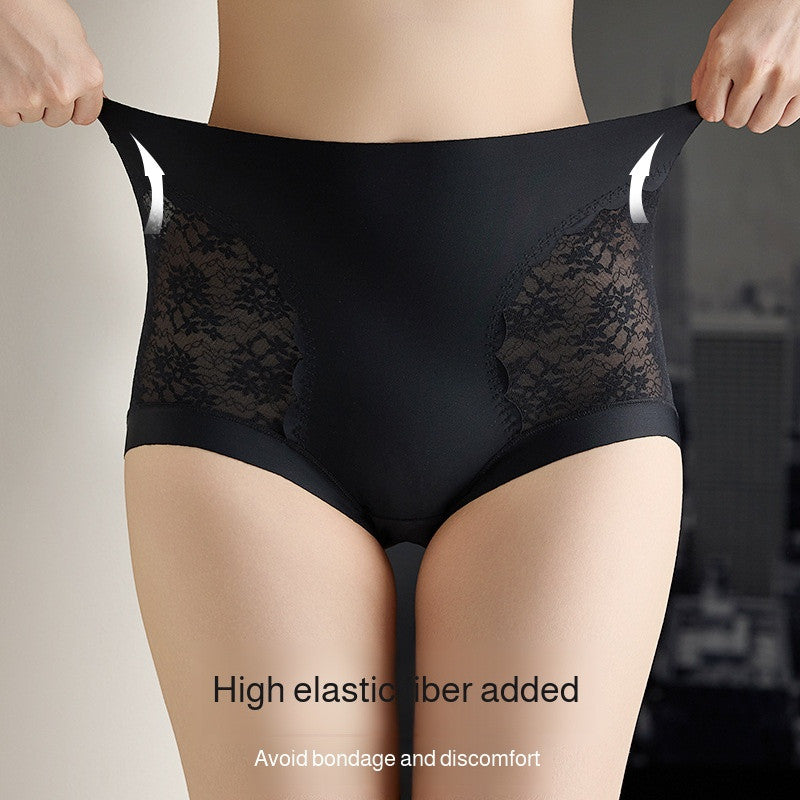 『Brelira』Lace Sexy Panties High Waist Breathable Seamless Mulberry Silk Panty Tummy Control Butt Lift Women Underwear