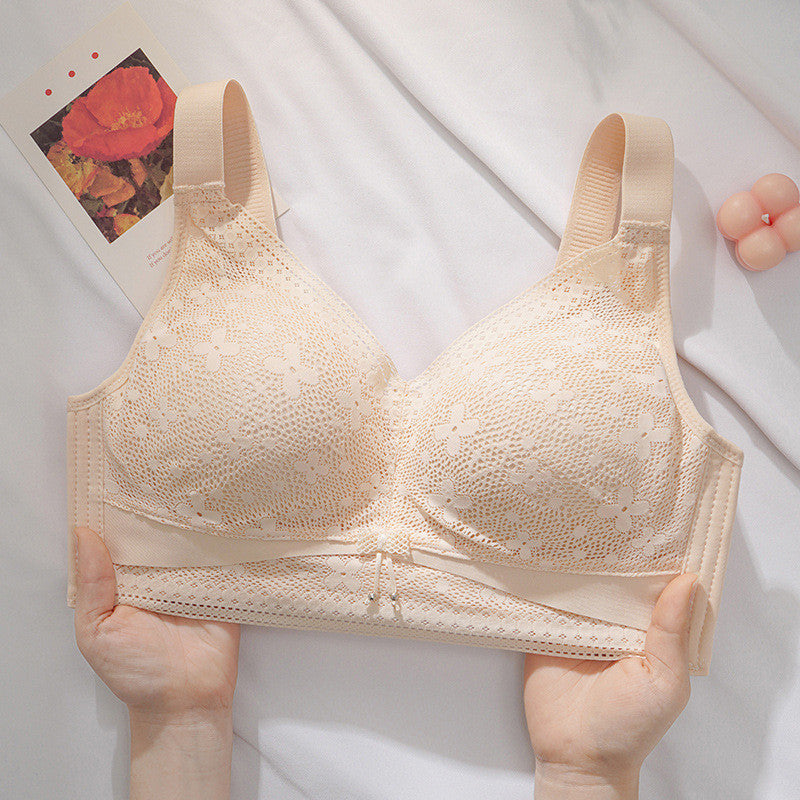 『Brelira』Lace Bra Minimizer Plus Size Wireless Anti-Sagging Full Cup Ultra-Thin Women Lingeire Big Breast Look Small Underwear