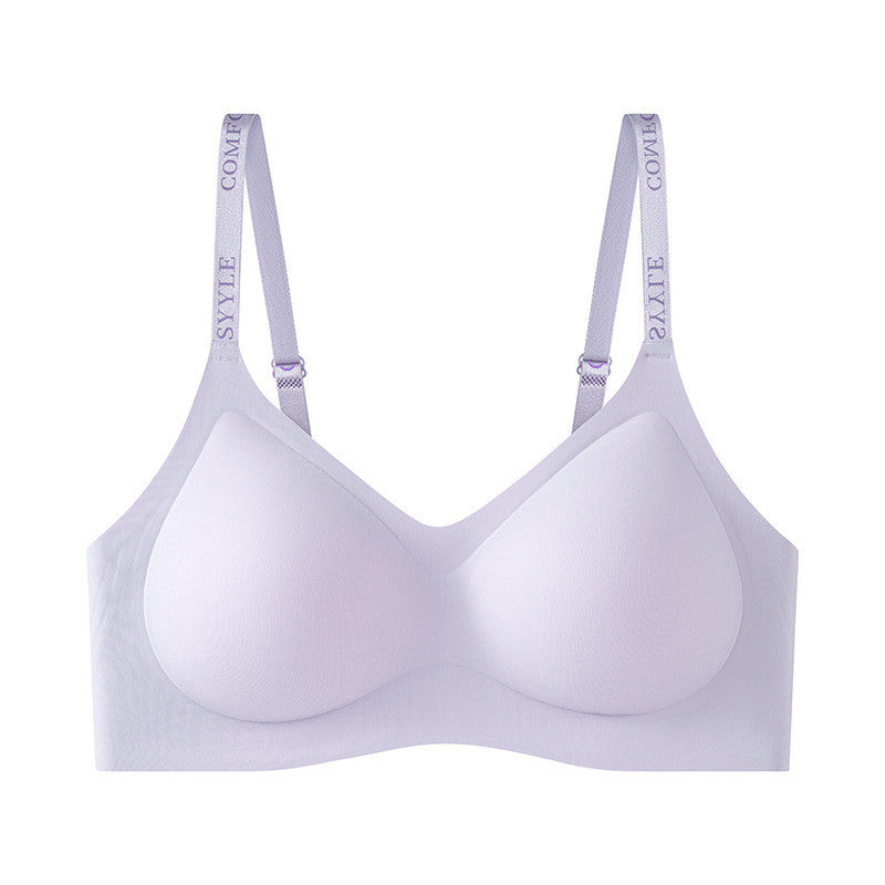 『Brelira』Letter Strap Bra Seamless Small Breasts Gathering Wireless Push Up Bra Breathable Anti-Sagging Women Underwear