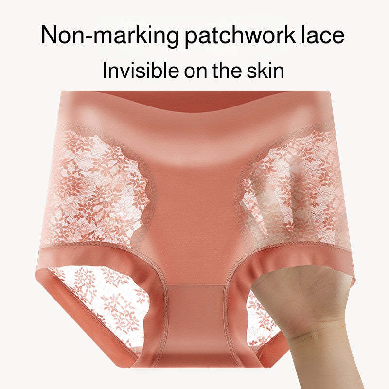 『Brelira』Lace Sexy Panties High Waist Breathable Seamless Mulberry Silk Panty Tummy Control Butt Lift Women Underwear