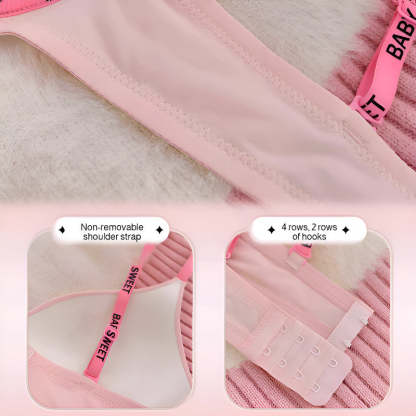 『Brelira』Letter Strap Bra Seamless Push-Up Bra Small Chest Gathering Wireless Summer Breathable Ultra-Thin Section Underwear
