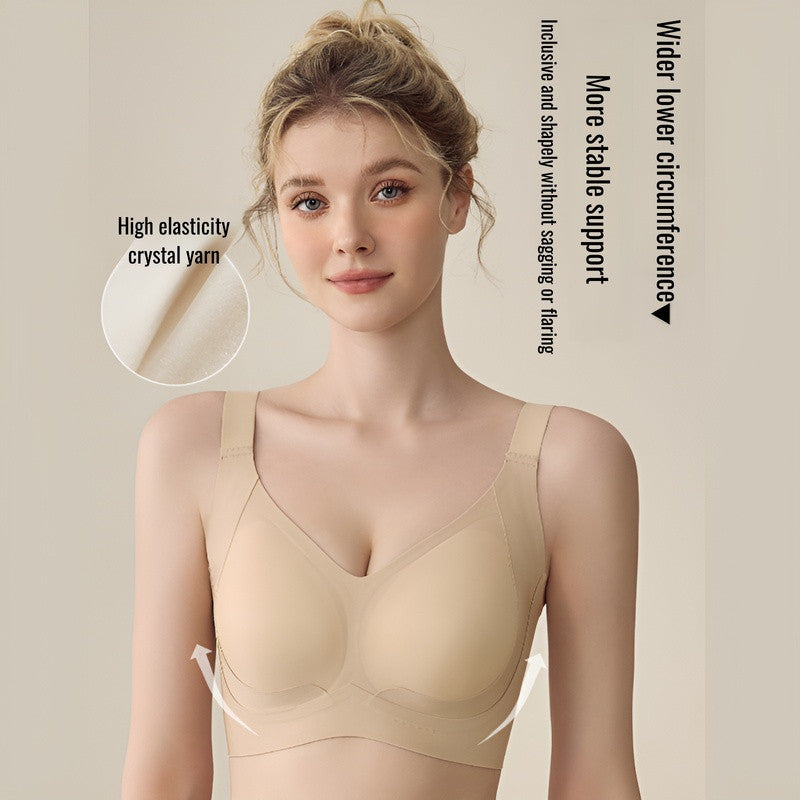 『Brelira』Women Seamless Foundation Bra Push Up Bra Support Full Cup Wireless Thin Fixed Cup Plus Size Invisible Underwear