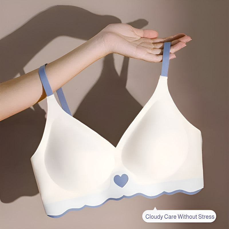 『Brelira』Seamless Push Up Bra Sets Anti-Sagging Jelly Support Wireless Underwear Peach Heart Undies Women Lingerie