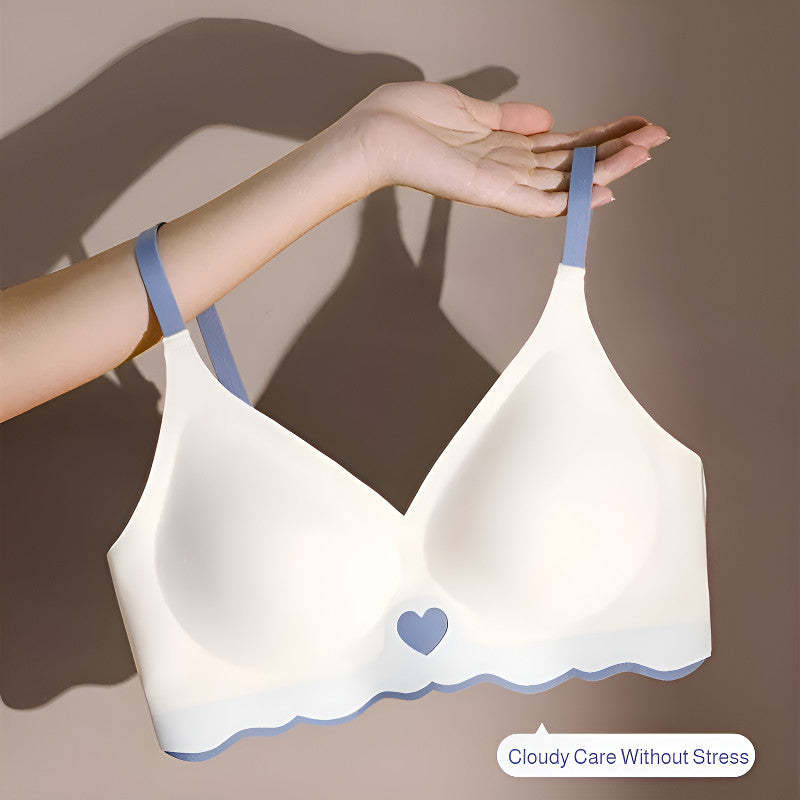 『Brelira』Seamless Push Up Bra Sets Anti-Sagging Jelly Support Wireless Underwear Peach Heart Undies Women Lingerie