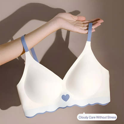『Brelira』Seamless Push Up Bra Sets Anti-Sagging Jelly Support Wireless Underwear Peach Heart Undies Women Lingerie