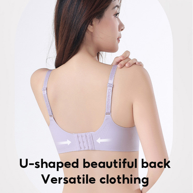 『Brelira』Letter Strap Bra Seamless Small Breasts Gathering Wireless Push Up Bra Breathable Anti-Sagging Women Underwear