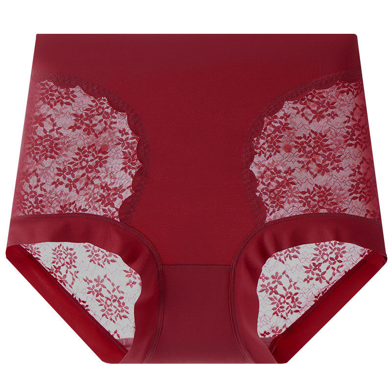 『Brelira』Lace Sexy Panties High Waist Breathable Seamless Mulberry Silk Panty Tummy Control Butt Lift Women Underwear