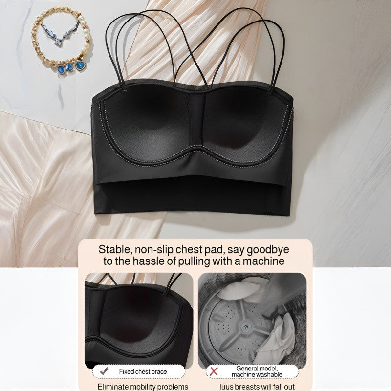 『Brelira』Crisscross Back Wireless Bra Full Cup Seamless Backless Bra Fixed Cup Soft Support Breathable Bralette