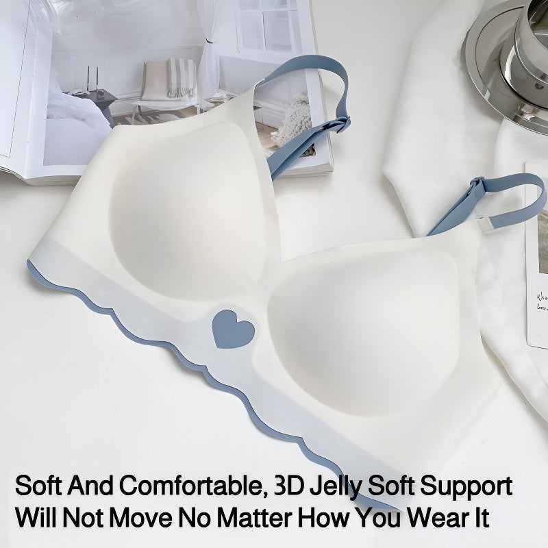 『Brelira』Seamless Push Up Bra Sets Anti-Sagging Jelly Support Wireless Underwear Peach Heart Undies Women Lingerie