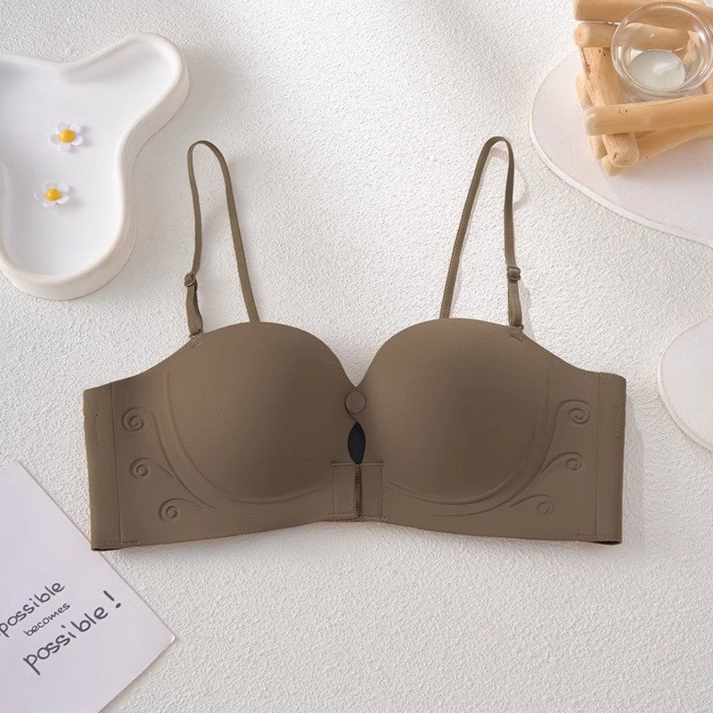 『Brelira』Strapless Underwear Front Buckle Seamless Bra Anti-Slip Women Small Chest Gathering Push Up Bra Invisible Lingerie