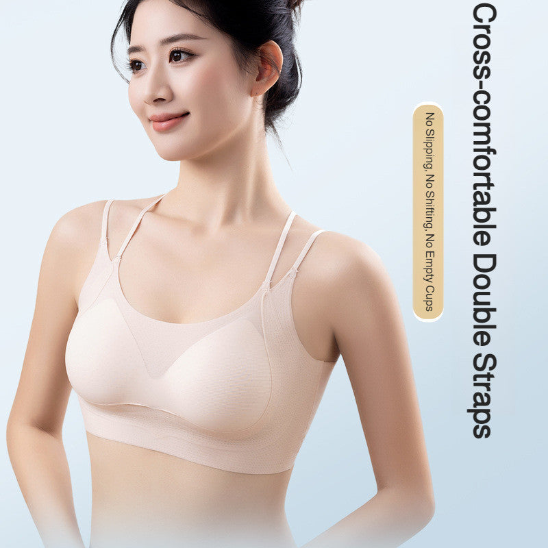 『Brelira』Ice Silk Bra Ultra-Thin Cup Push Up Bra Beauty Back Double Strap Anti-Sagging Seamless Breathable Women Lingerie