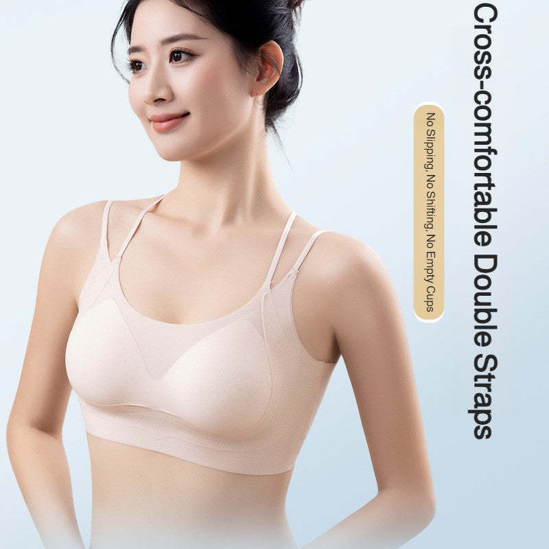 『Brelira』Ice Silk Bra Ultra-Thin Cup Push Up Bra Beauty Back Double Strap Anti-Sagging Seamless Breathable Women Lingerie