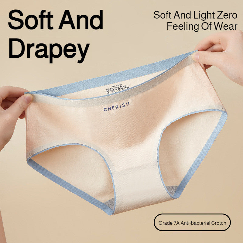 『Brelira』Mid Waist Cotton Panties Antibacterial Seamless Invisible Soft Comfortable Panty Breathable Briefs Women Underwear