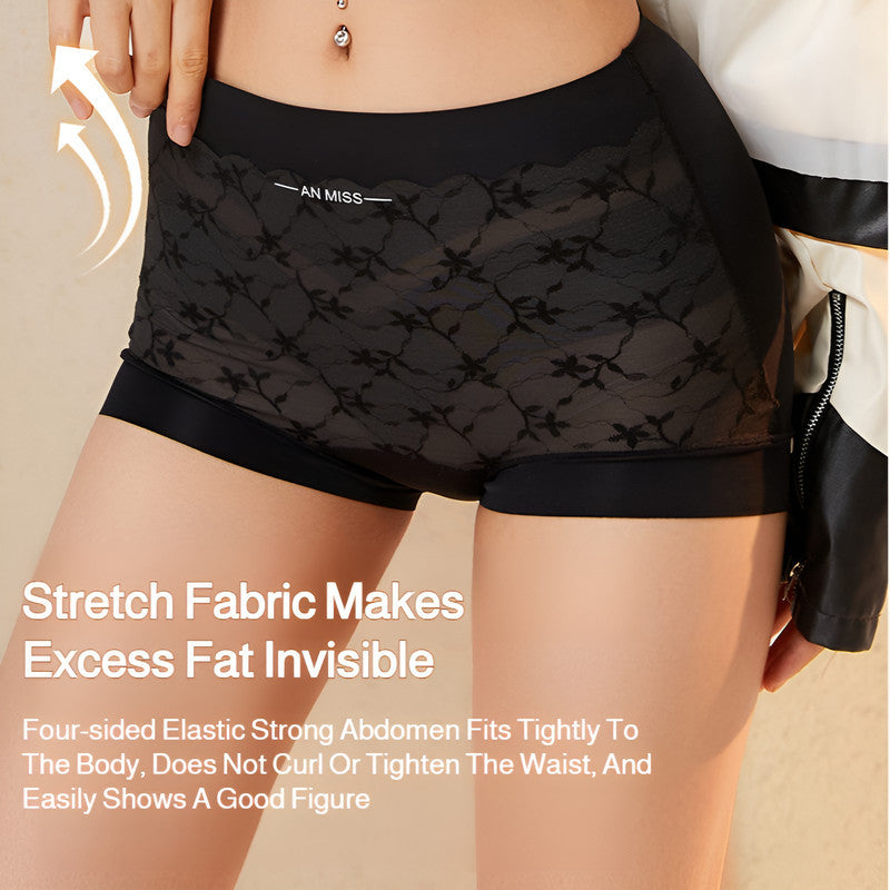 『Brelira』High-Waisted Mulberry Silk Ice Silk Panties – Seamless, Antibacterial & Tummy Control