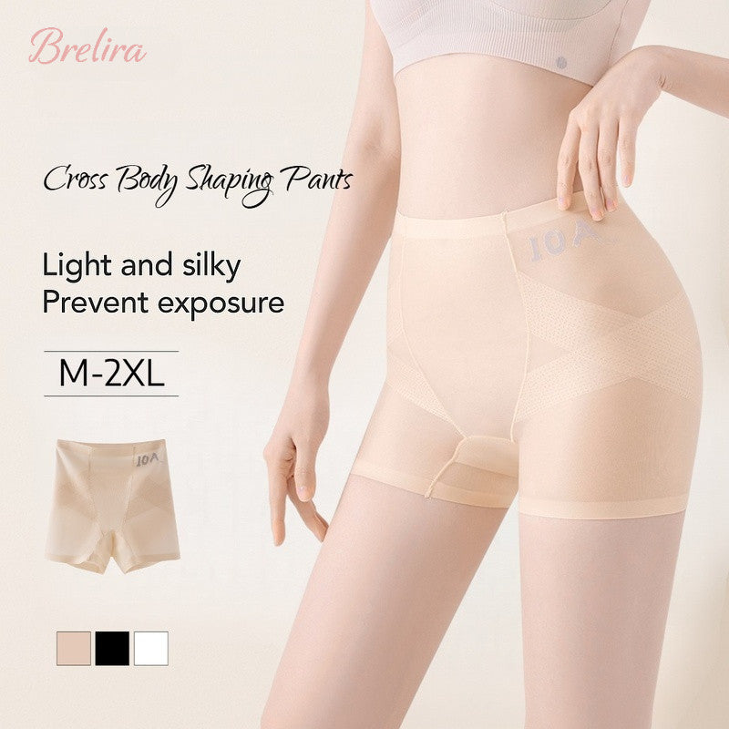 『Brelira』High Waist Safety Pants Seamless Panties Mulberry Silk Tummy Control Shapewear Hip Lift Ultra-Thin Underwear