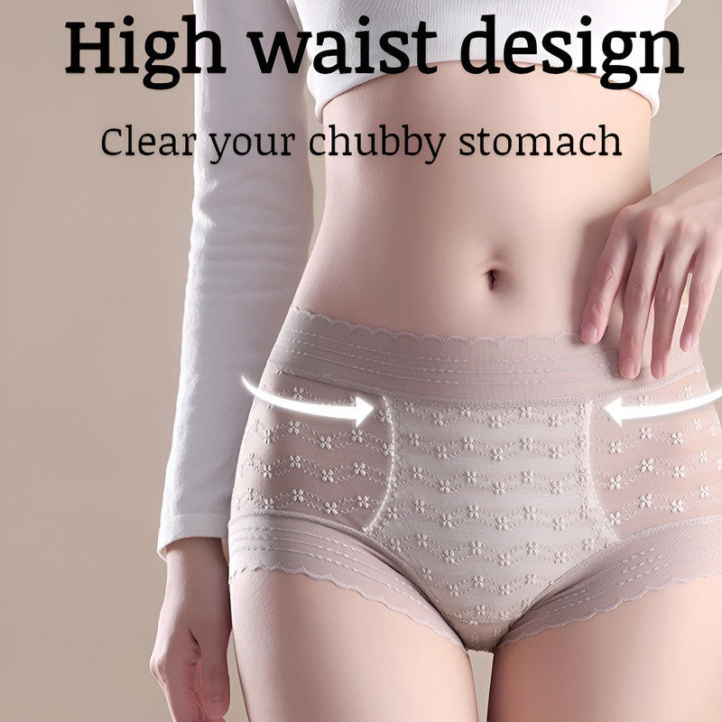 『Brelira』High Waist Lace Panties Tummy Control Seamless Breathable Panty Hip Lift Skin-Friendly Sexy Women Underwear