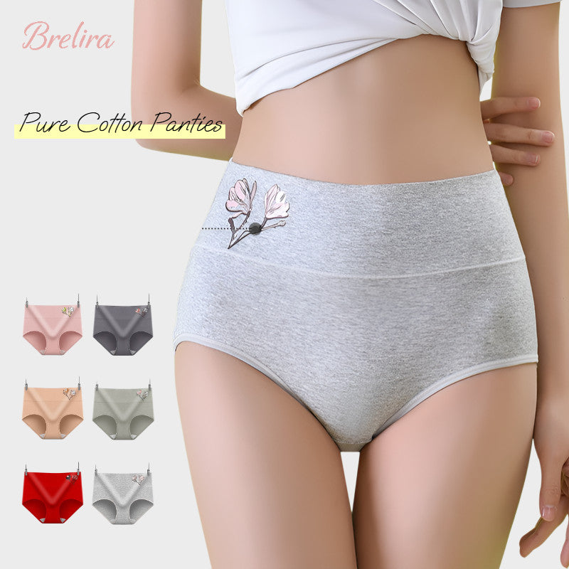 『Brelira』High Waist Cotton Panties with Breathable Comfort