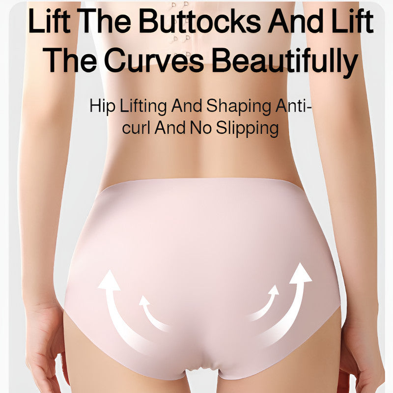 『Brelira』3pcs Mid Waist Ice Silk Panties Set Seamless Tummy Control Hip Lift Breathable Underwear Women Briefs