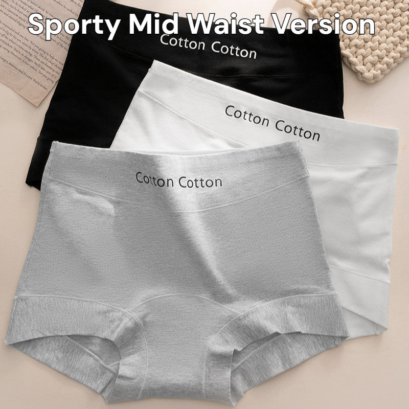 『Brelira』100% Cotton Mid-Waist Boxer Panties – Seamless & Breathable Comfort
