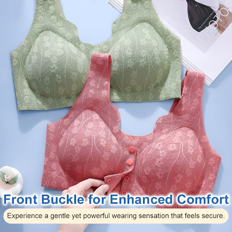『Brelira』Front Buckle Bra Wireless Seamless Nursing Support Breathable Plus Size Lace Comfort Lift Natural Support Underwear