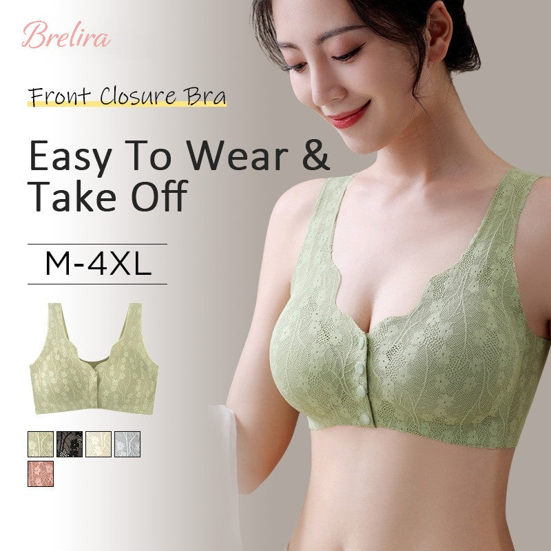 『Brelira』Front Buckle Bra Wireless Seamless Nursing Support Breathable Plus Size Lace Comfort Lift Natural Support Underwear