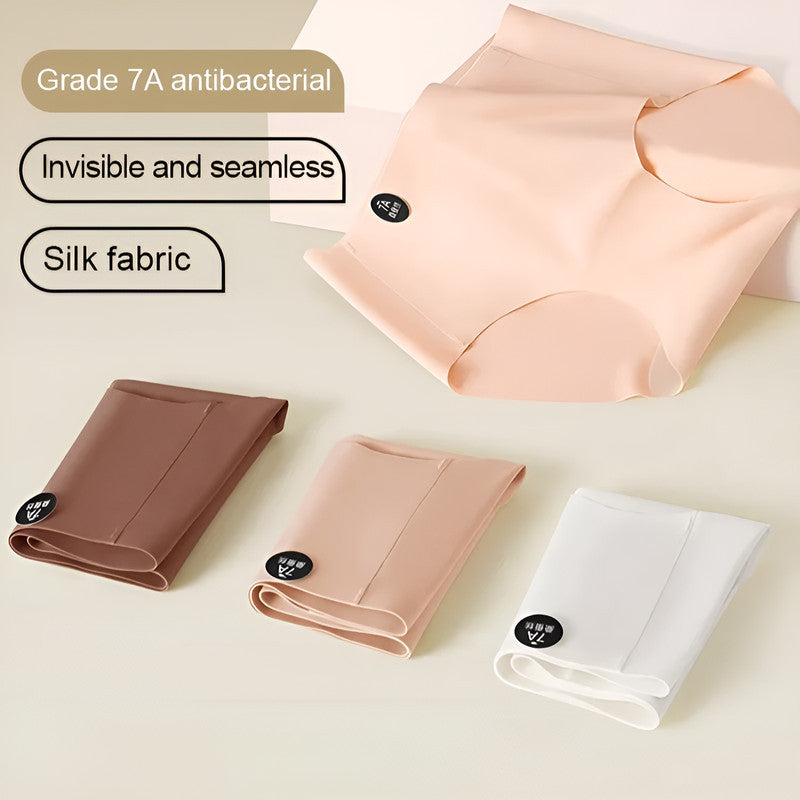 『Brelira』7A Mulberry Silk Mid-Waist Panties – Seamless, Antibacterial & 3D Hip Lift