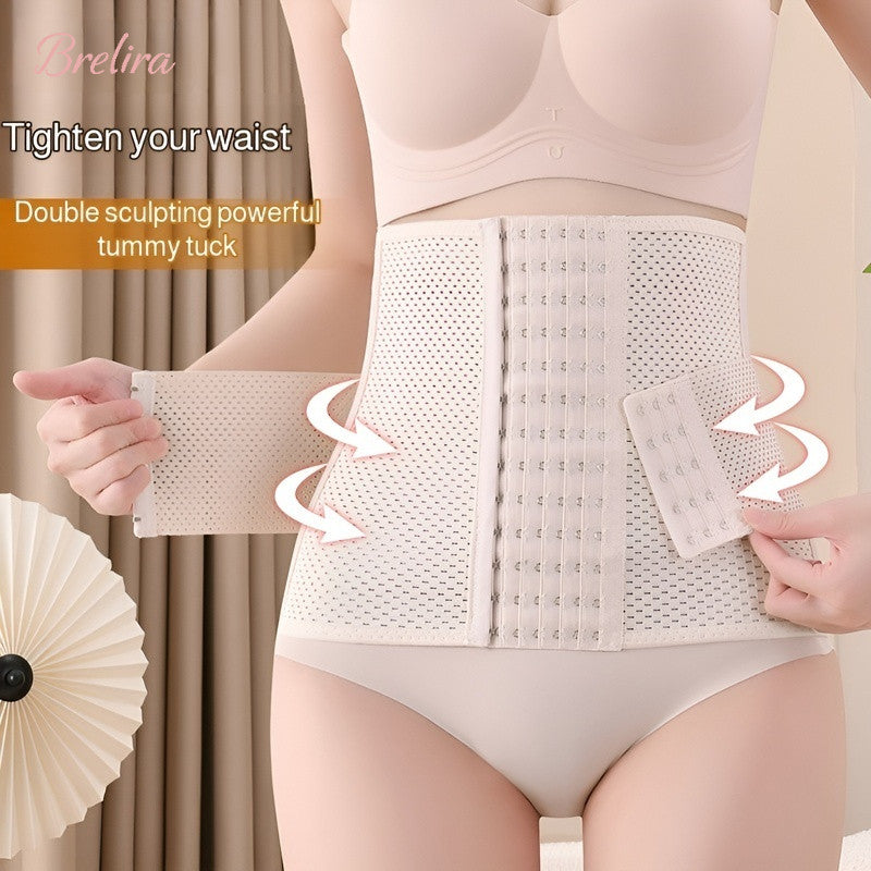 『Brelira』Waist Trainer Body Shaper Corset Belt Tummy Control Double Compression Slimming Girdle Postpartum Binder Breathable Shapewear