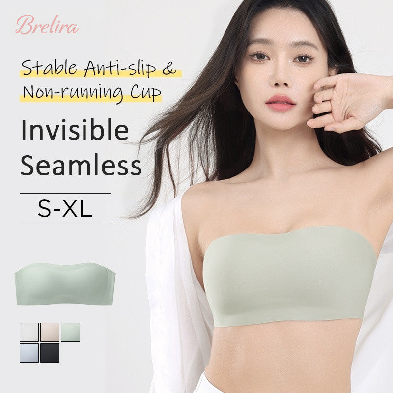 『Brelira』Strapless Bra Seamless One-Piece Small Chest Push Up Bra Anti-Slip Thin Underwear Invisible Wireless Women Lingerie