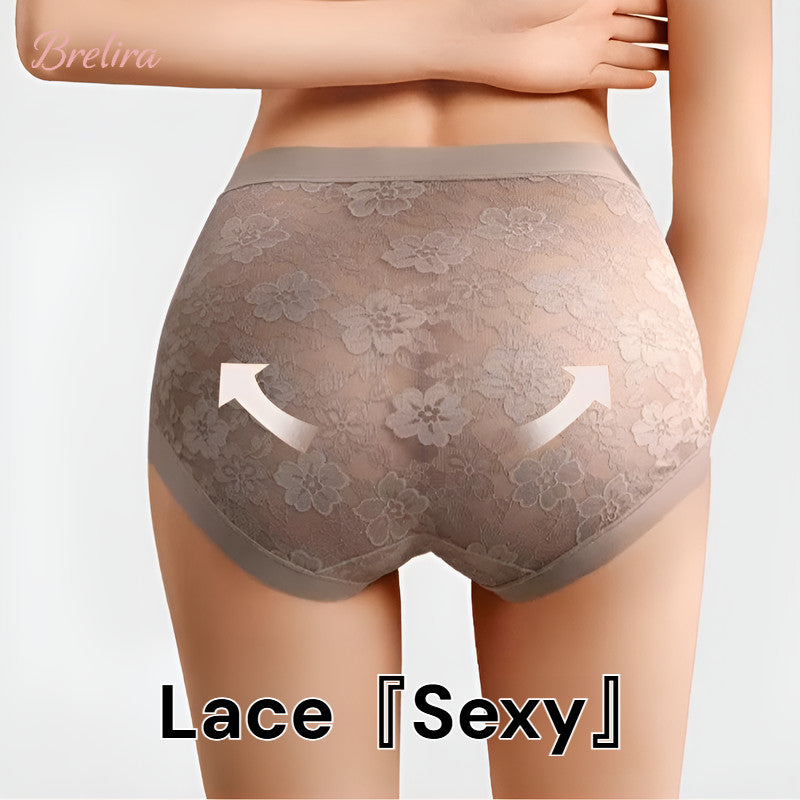 『Brelira』Women Sexy Lace Panties Plus Size High Waist Seamless Traceless Panty Ultra-Thin Breathable Underwear