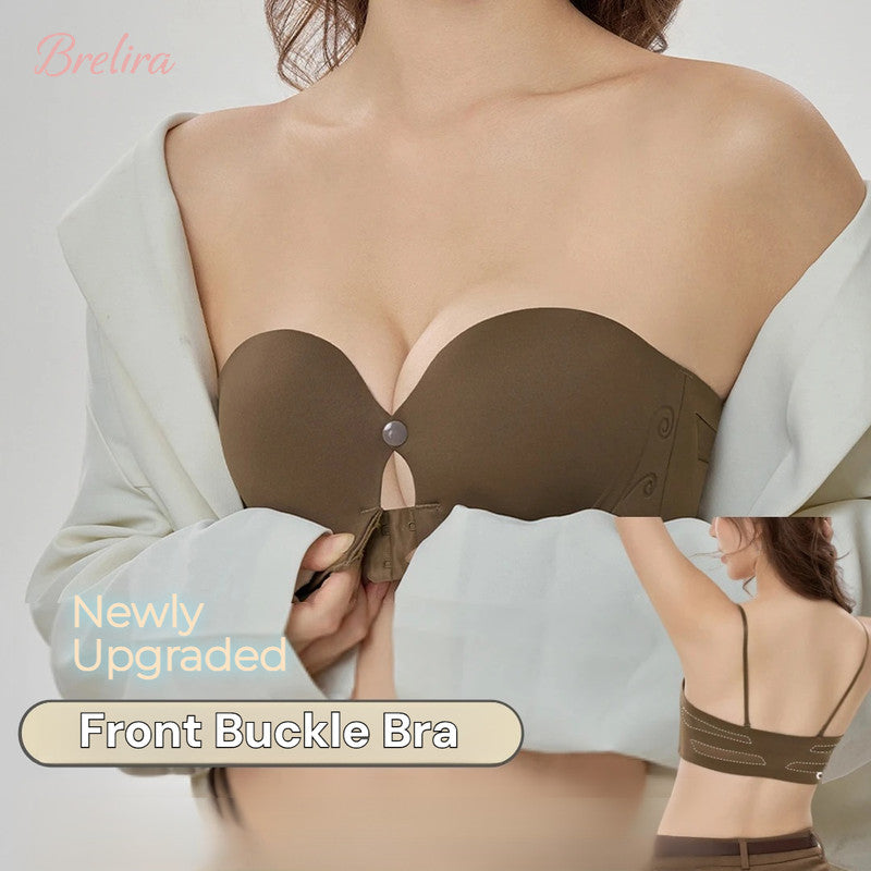 『Brelira』Strapless Underwear Front Buckle Seamless Bra Anti-Slip Women Small Chest Gathering Push Up Bra Invisible Lingerie