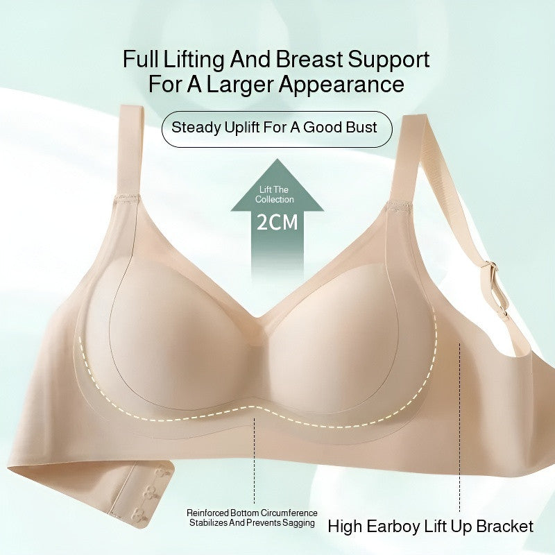 『Brelira』M-3XL Plus Size Bra Women Thin Seamless Bras Fixed Cup Anti-Sagging Soft Support Gathering Bra Wireless Underwear