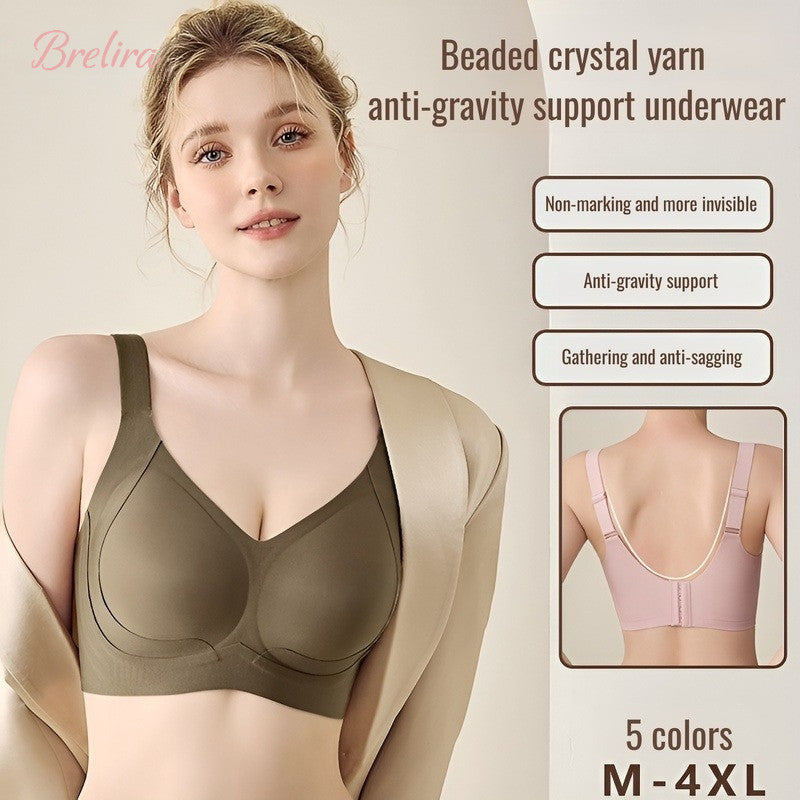 『Brelira』Women Seamless Foundation Bra Push Up Bra Support Full Cup Wireless Thin Fixed Cup Plus Size Invisible Underwear