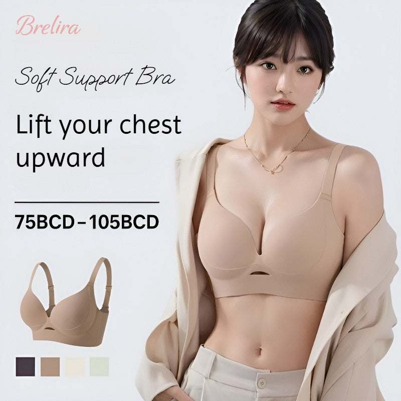 『Brelira』Anti-Sagging Minimizer Bra Wireless Thin Breathable Seamless Women Underwear Push Up Bra Plus Size Bralette