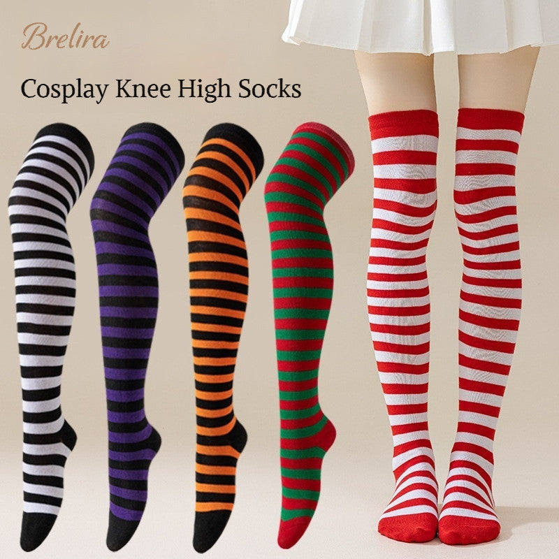 『Brelira』Xmas Exclusive Striped Knee-High Socks – Soft, Stretchy & Comfortable