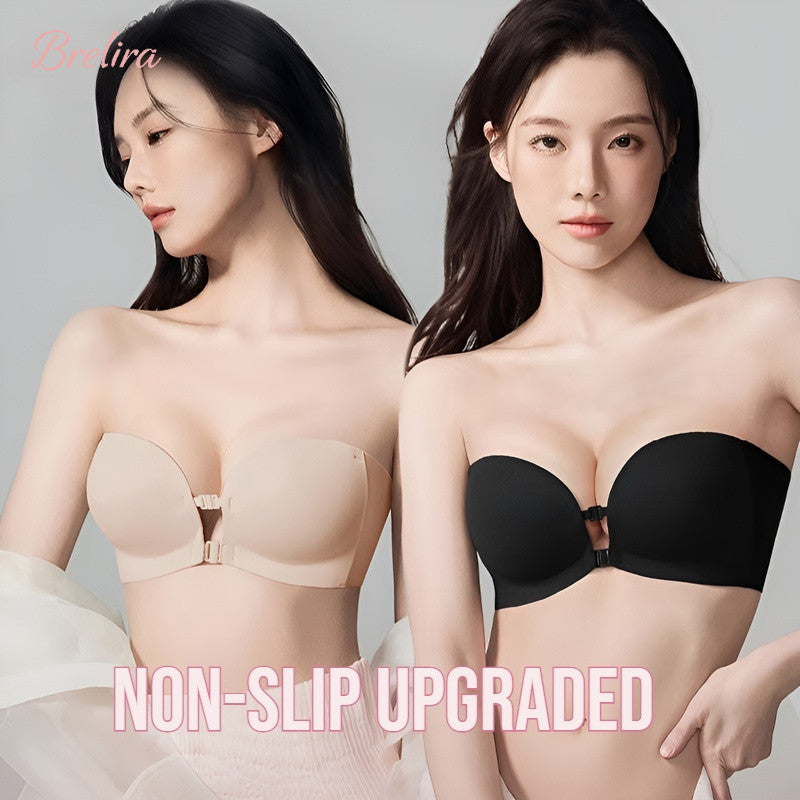 『Brelira』Dual Front Buckle Strapless Bra Anti-Slip Push-Up Seamless Lift Small Breasts Wireless Gathering Underwear