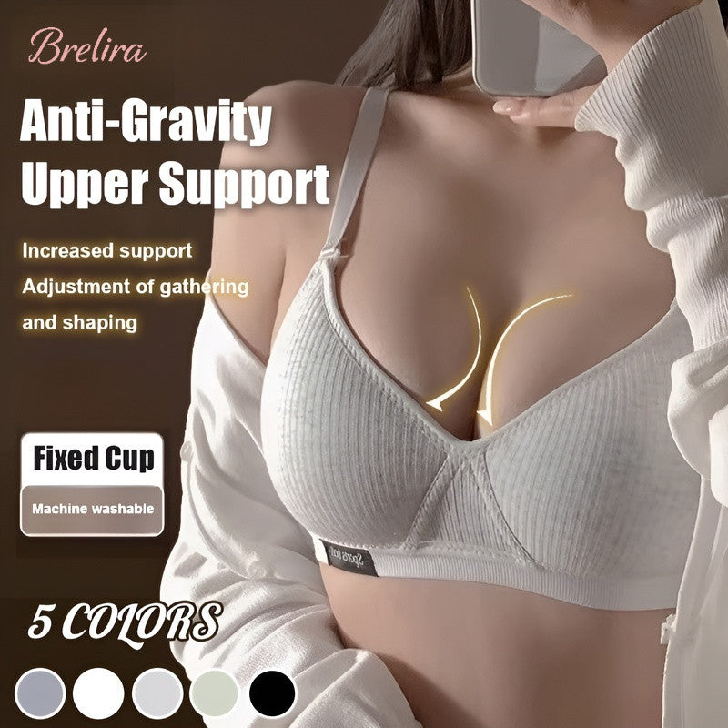 『Brelira』Cotton Wireless Push-Up Bra – Lightweight Lift & Anti-Sagging Support