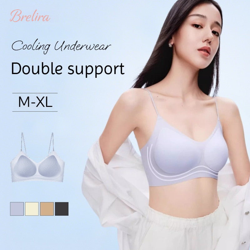 『Brelira』0.1cm Ultra-Thin Ice Silk Bra Seamless Wireless Underwear Comfort Breathable Beauty Back Push Up Bra Lingerie