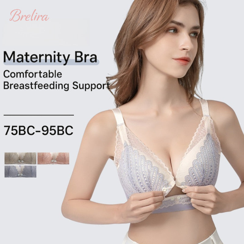 『Brelira』Nursing Bra Front Closure Maternity Anti-Sagging Wireless Women Pregnancy Breastfeeding Comfortable Underwear