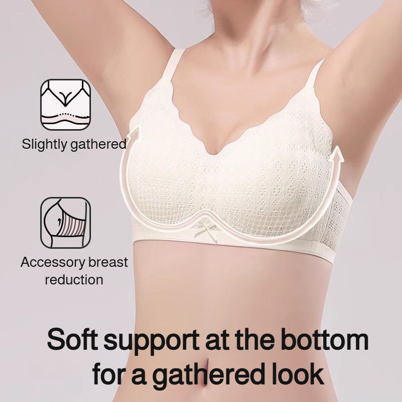 『Brelira』Lace Wireless Push-Up Bra – Seamless, Fixed Cup & Soft Support