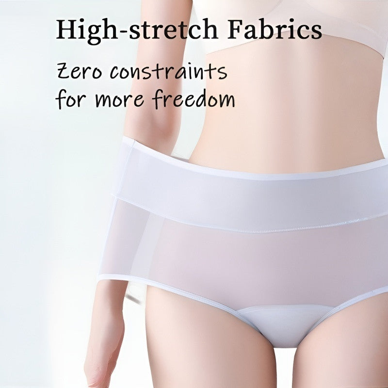 『Brelira』High-Waisted Ice Silk Period Panties – Leak-Proof & Cotton Comfort