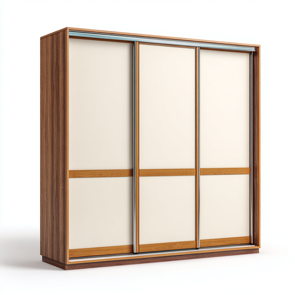 Wardrobes Sliding Door Design 220x60x200 cm - Brown-White - Modern Bedroom Storage-Denmyio