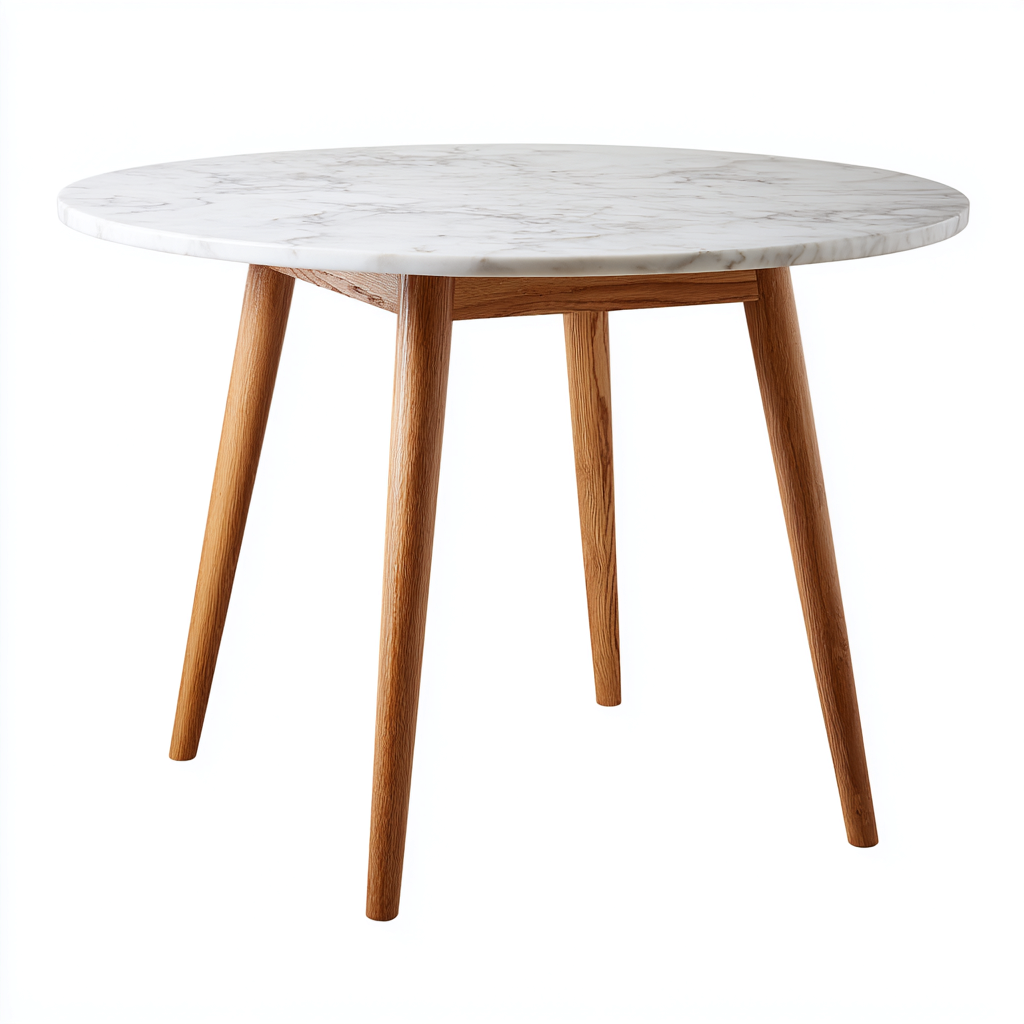 Garden table round marble top 120x120x75 cm - white - outdoor modern design-Denmyio