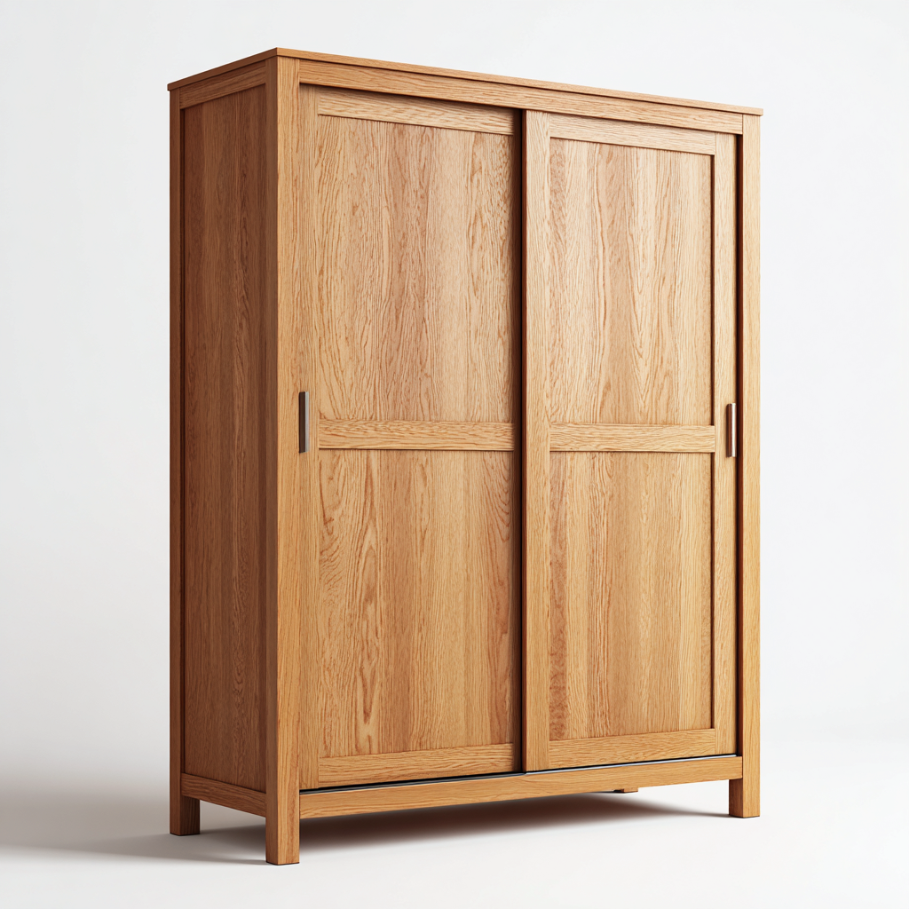 Wardrobes Sliding Door Wooden Storage Cabinet 180x60x200 cm - Natural Wood - Modern Bedroom Wardrobe-Denmyio