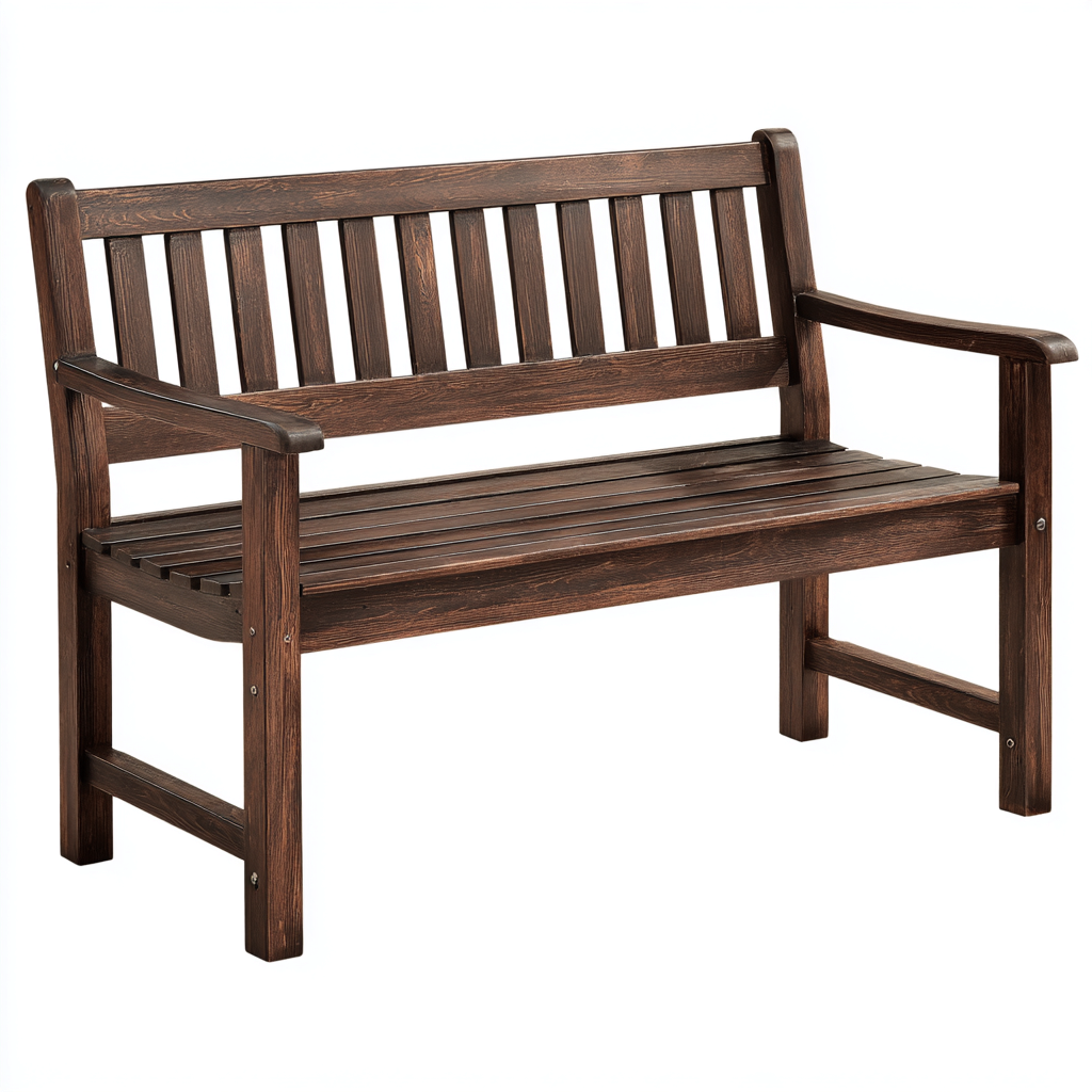 Outdoor Bench Solid Wood Slatted Design 120x55x85 cm - Dark Brown - Garden Seating-Denmyio