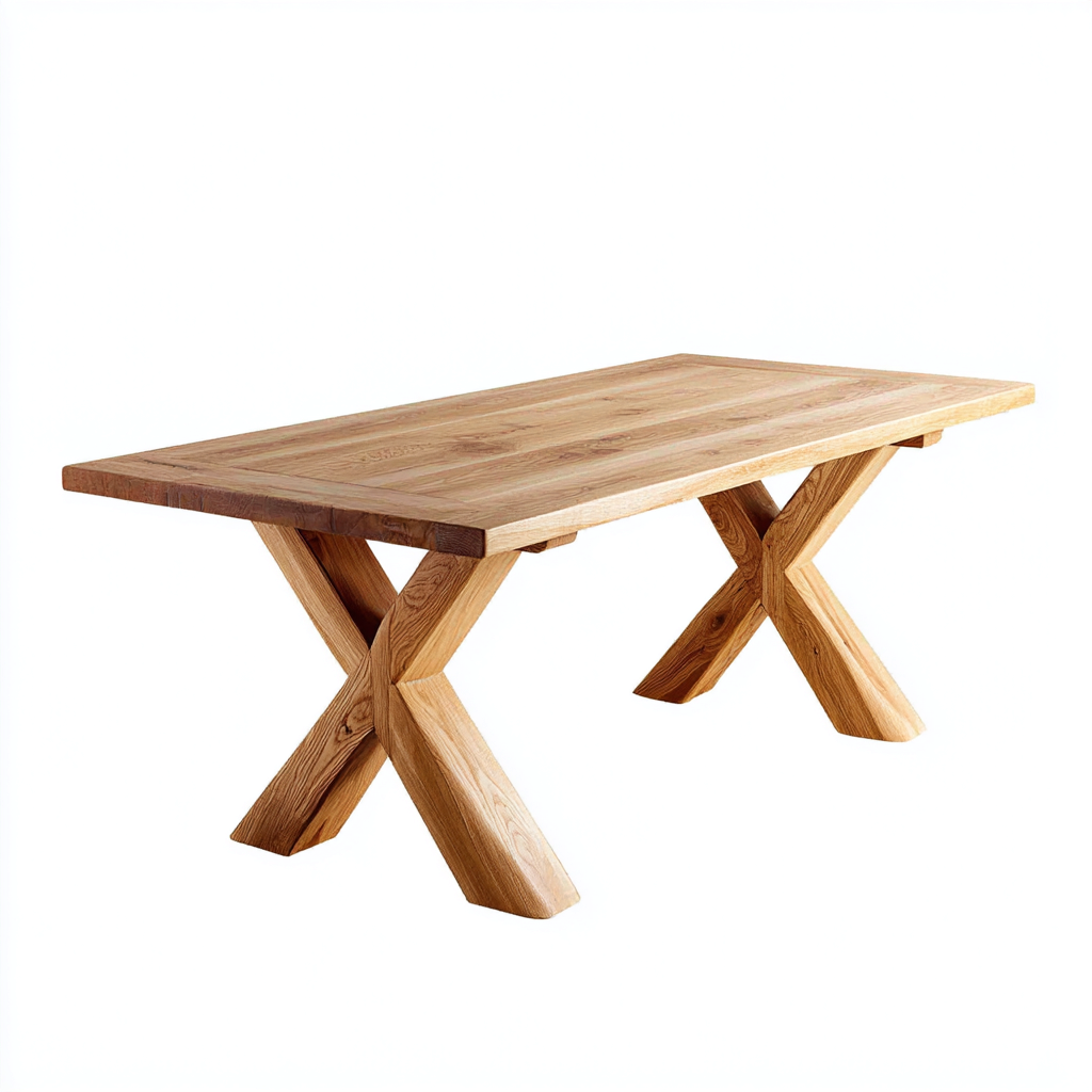 Garden Table Solid Wood X-Frame 180x90x75 cm - Natural - Outdoor Dining Design-Denmyio