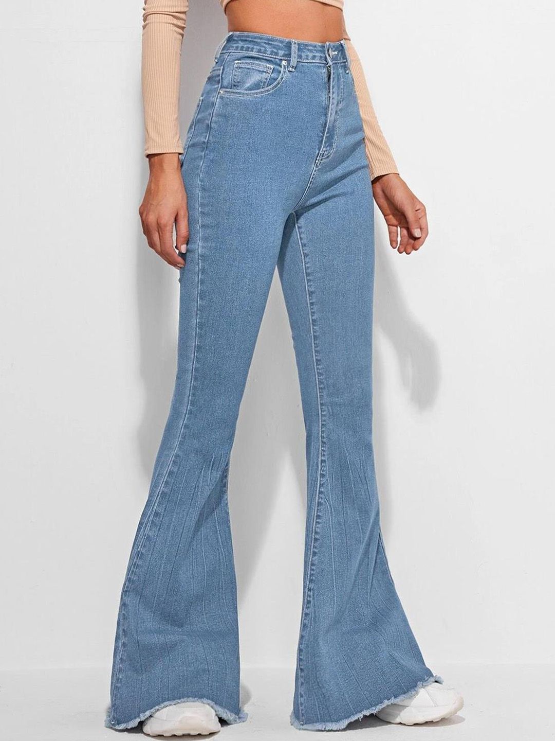 Kotty Women Blue Jean Bootcut High-Rise Clean Look Stretchable Jeans